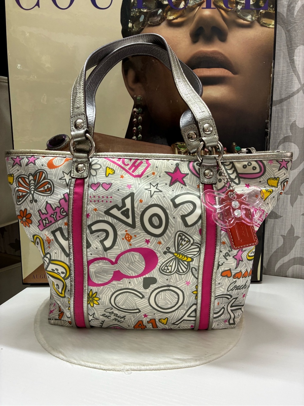 Coach Poppy Graffiti Butterfly Tote